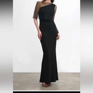 Marcella Elegant Black One-Shoulder Evening Dress